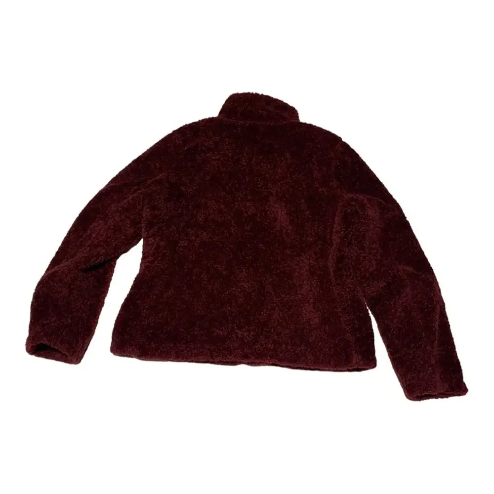 Pendleton womens medium red burgundy zip up jacket schaket warm cozy fall plaid